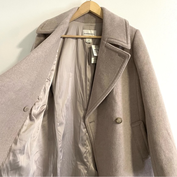 NWT Club Monaco Daylina Almond Beige Wool Coat Size Large Long Wool Coat - Picture 9 of 9